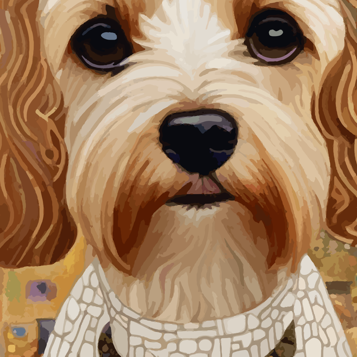 Klimt Dog with Colorful Geometric Background  Coffee Mug Gallery Image 2