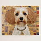 Klimt Dog with Colorful Geometric Background  Jigsaw Puzzle Gallery Image 1