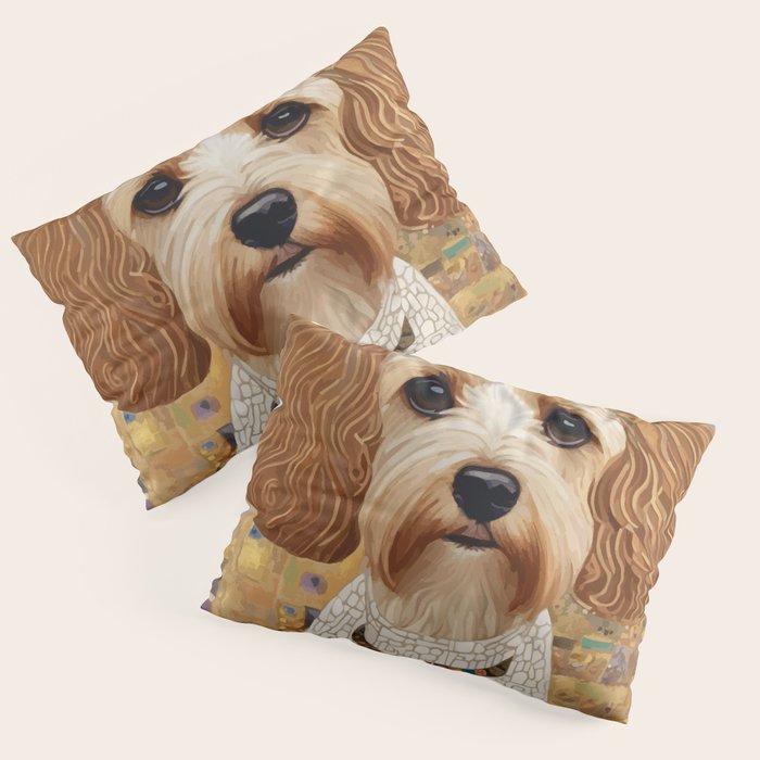 Klimt Dog with Colorful Geometric Background  Pillow Sham Gallery Image 3