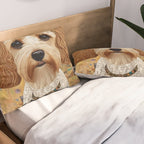 Klimt Dog with Colorful Geometric Background  Pillow Sham Gallery Image 2