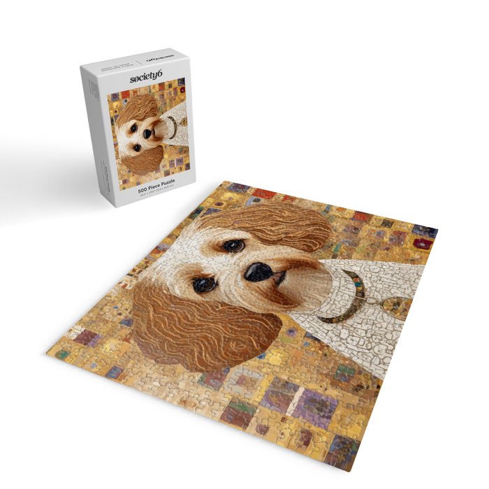Klimt Dog with Colorful Geometric Background  Jigsaw Puzzle Gallery Image 2