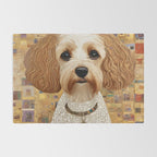 Klimt Dog with Colorful Geometric Background  Rug Gallery Image 2