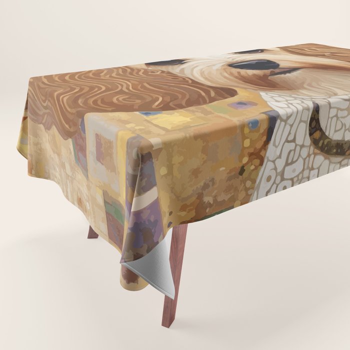 Klimt Dog with Colorful Geometric Background  Tablecloth Gallery Image 1