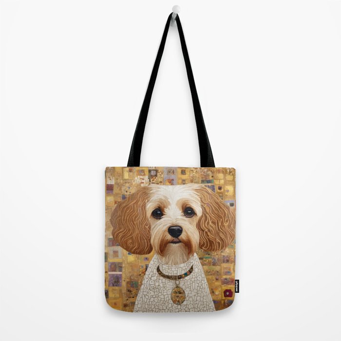 Klimt Dog with Colorful Geometric Background  Tote Bag Gallery Image 2