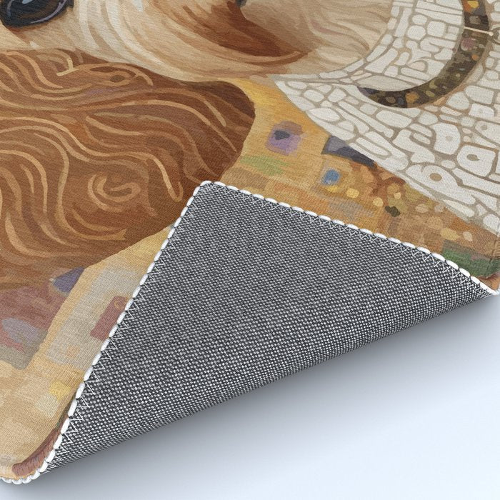Klimt Dog with Colorful Geometric Background  Rug Gallery Image 4