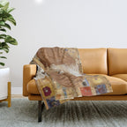 Klimt Dog with Colorful Geometric Background  Throw Blanket Gallery Image 1