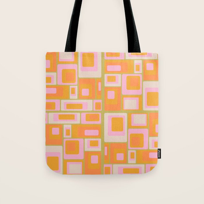 midcentury mod squares 70s tv set palette Tote Bag Gallery Image 1