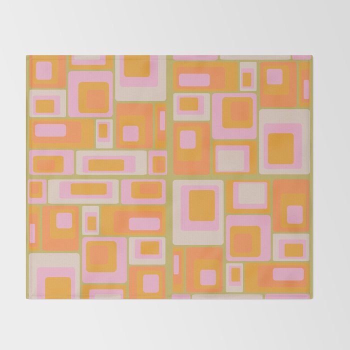 midcentury mod squares 70s tv set palette Throw Blanket Gallery Image 2