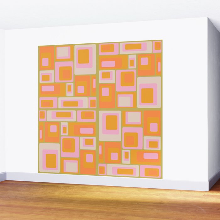 midcentury mod squares 70s tv set palette Wall Mural Gallery Image 2