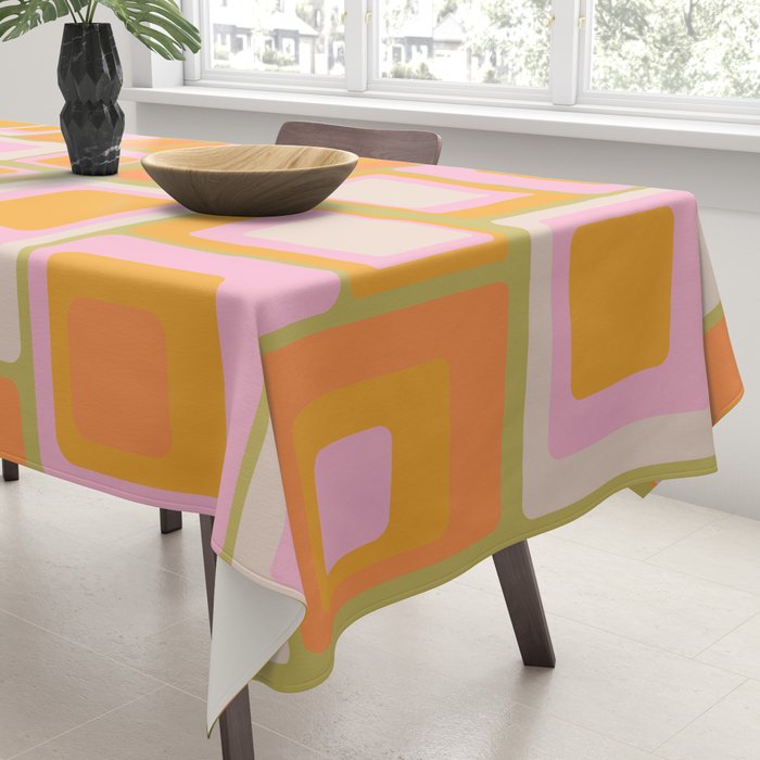 midcentury mod squares 70s tv set palette Tablecloth Gallery Image 3