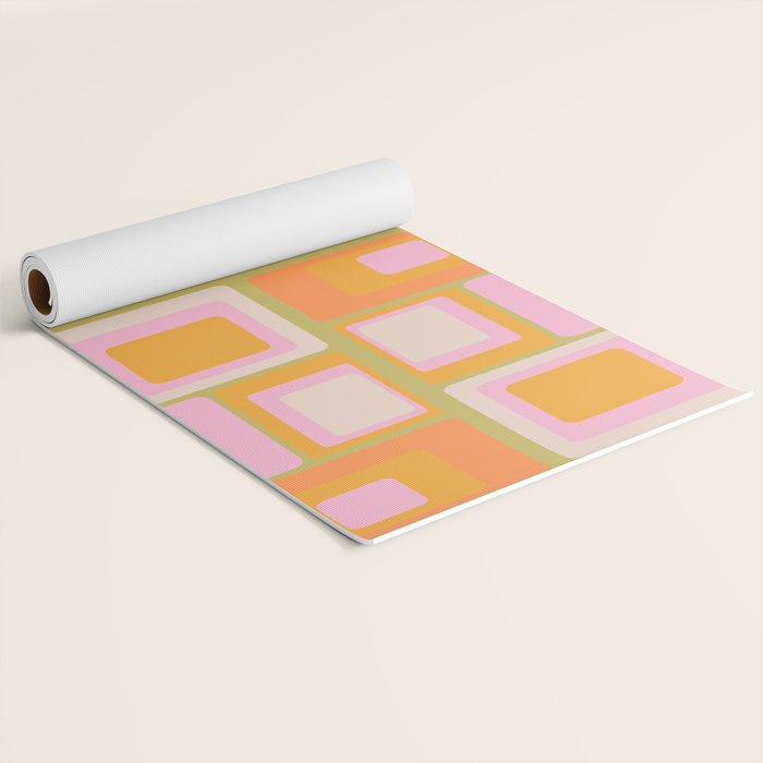 midcentury mod squares 70s tv set palette Yoga Mat Gallery Image 2