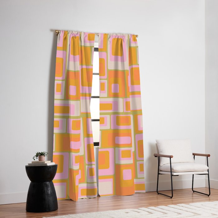 midcentury mod squares 70s tv set palette Window Curtain Gallery Image 2