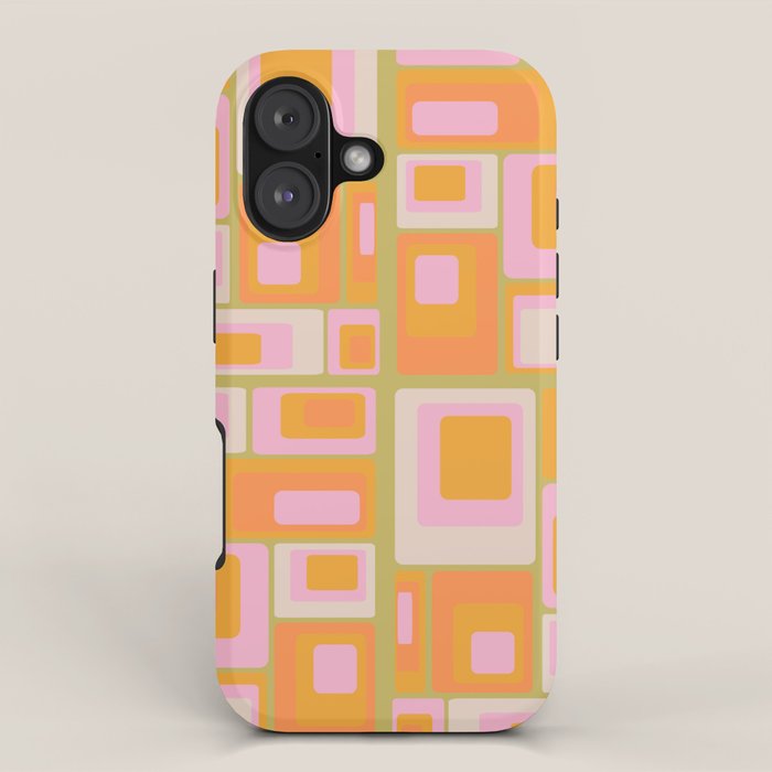 midcentury mod squares 70s tv set palette iPhone Case Gallery Image 1