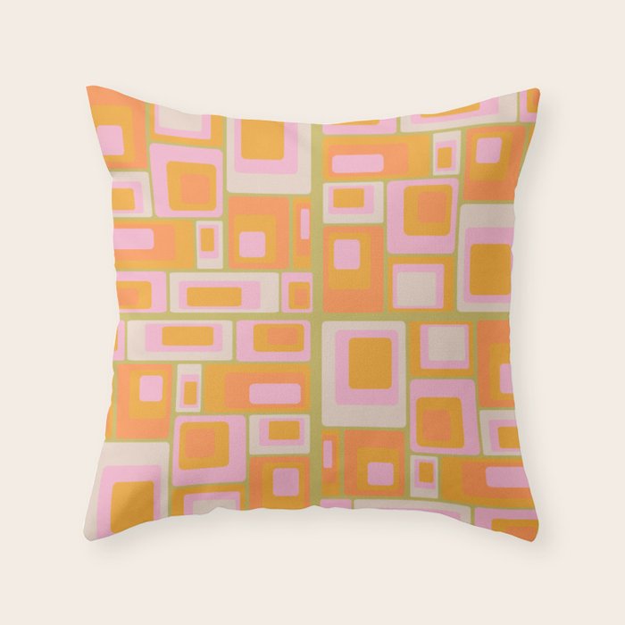 midcentury mod squares 70s tv set palette Throw Pillow Gallery Image 6