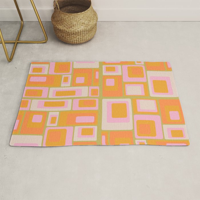 midcentury mod squares 70s tv set palette Rug Gallery Image 1