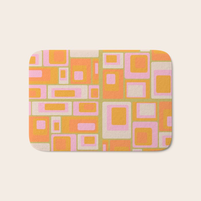 midcentury mod squares 70s tv set palette Bath Mat Gallery Image 1