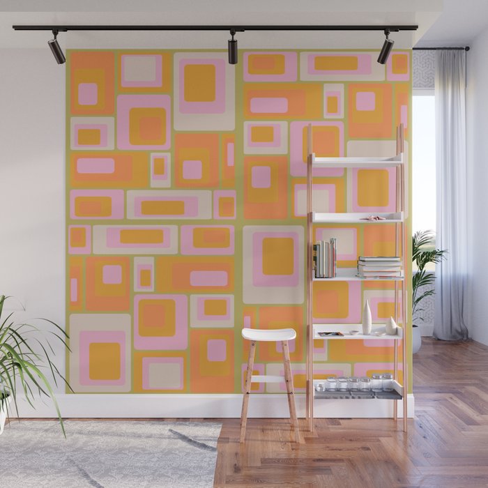midcentury mod squares 70s tv set palette Wall Mural Gallery Image 1