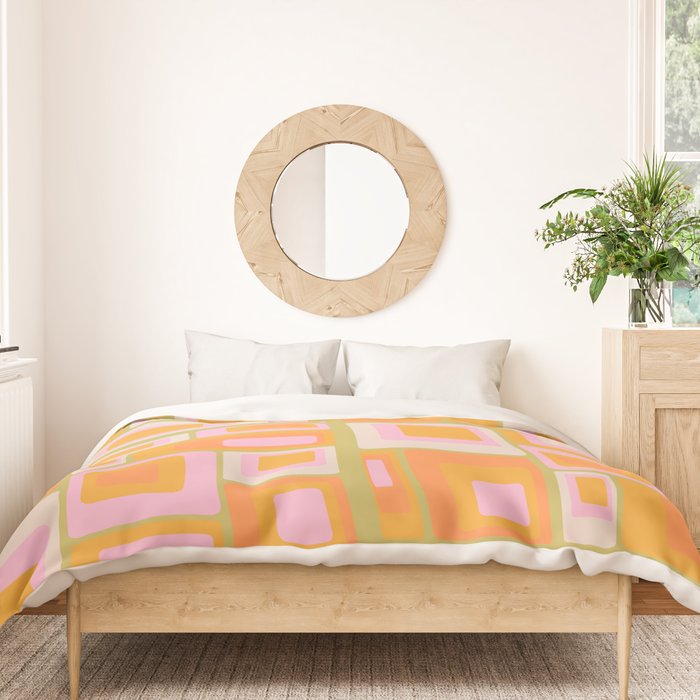 midcentury mod squares 70s tv set palette Duvet Cover Gallery Image 3