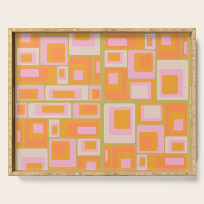 midcentury mod squares 70s tv set palette Serving Tray Gallery Image 1