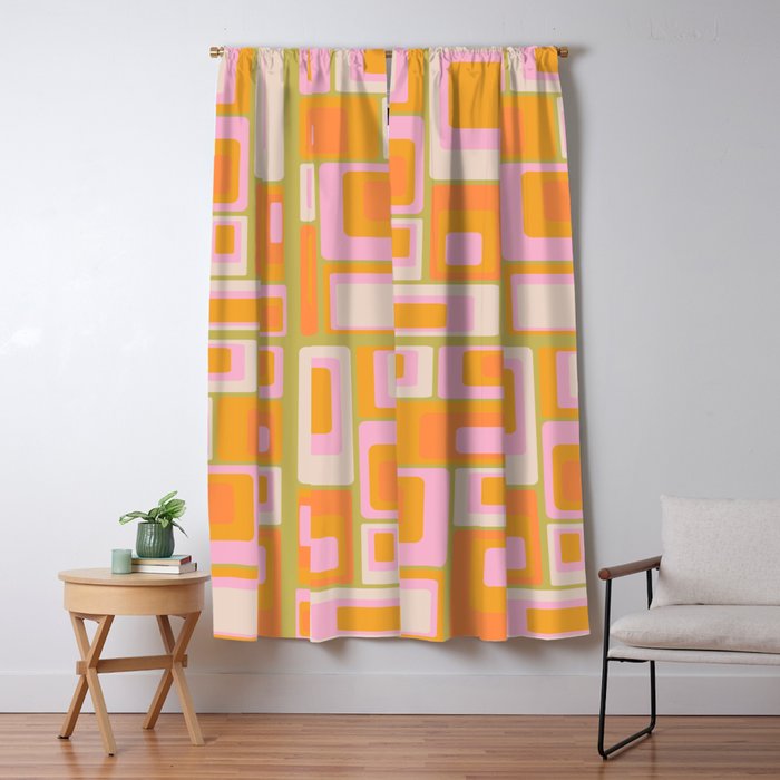 midcentury mod squares 70s tv set palette Window Curtain Gallery Image 5