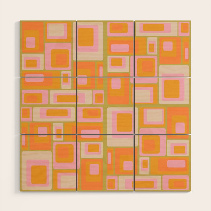 midcentury mod squares 70s tv set palette Wood Wall Art Gallery Image 1