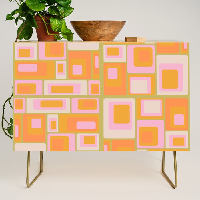 midcentury mod squares 70s tv set palette Credenza Gallery Image 1