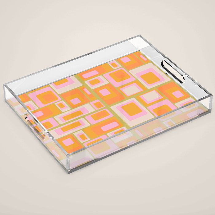 midcentury mod squares 70s tv set palette Acrylic Tray Gallery Image 1