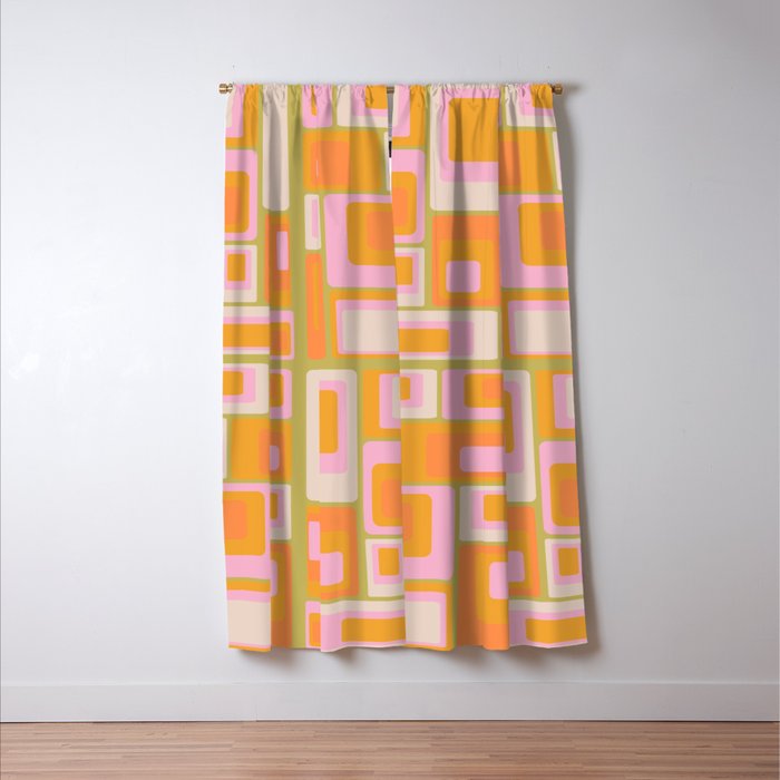 midcentury mod squares 70s tv set palette Window Curtain Gallery Image 3