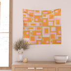 midcentury mod squares 70s tv set palette Wall Tapestry Gallery Image 2