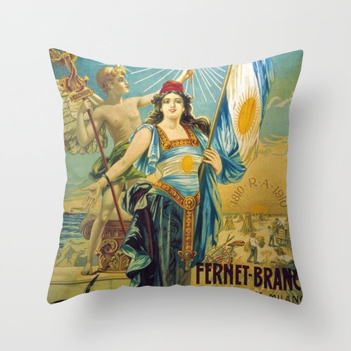 1910 Fernet Branca Liqueur Aperitif Advertisement Poster Print Throw Pillow Gallery Image 6