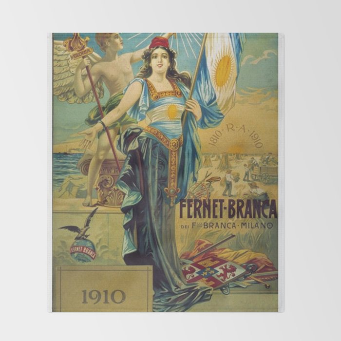 1910 Fernet Branca Liqueur Aperitif Advertisement Poster Print Throw Blanket Gallery Image 2