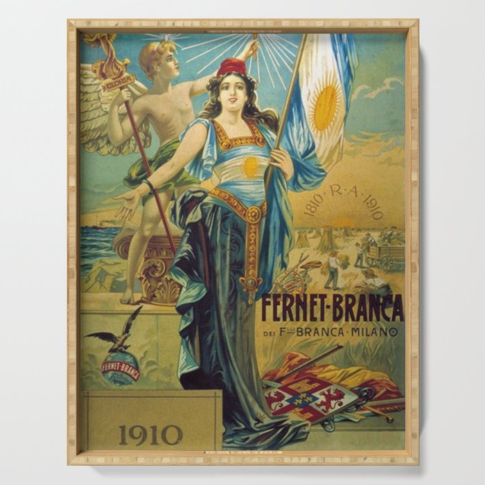 1910 Fernet Branca Liqueur Aperitif Advertisement Poster Print Serving Tray Gallery Image 1