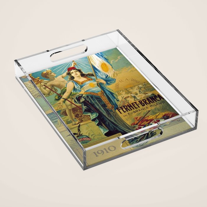 1910 Fernet Branca Liqueur Aperitif Advertisement Poster Print Acrylic Tray Gallery Image 1