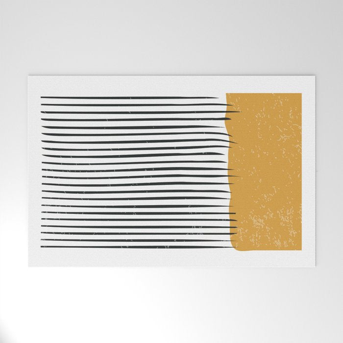 (White Background) Mid Century Modern Minimalist Rothko Inspired Color Field With Lines Geometric Style  Welcome Mat Gallery Image 1