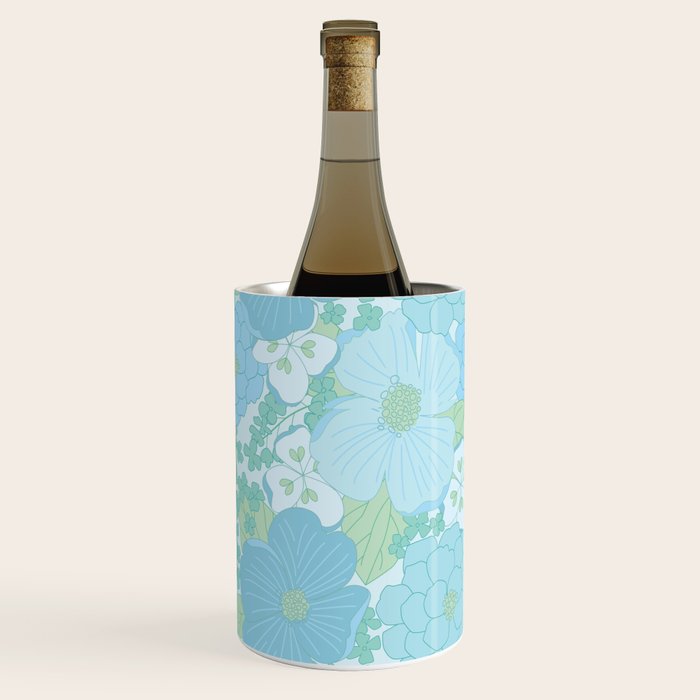 Light Blue Pastel Vintage Floral Pattern Wine Chiller Gallery Image 2