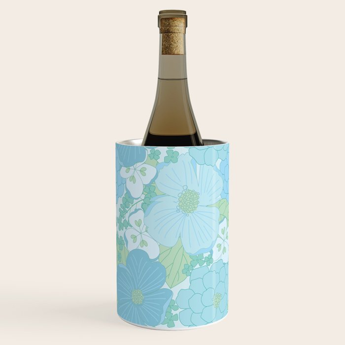 Light Blue Pastel Vintage Floral Pattern Wine Chiller Gallery Image 3