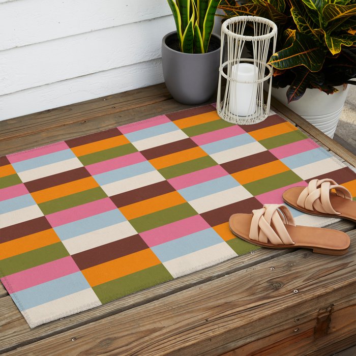 Color Block Stripes Outdoor Rug Gallery Image 2