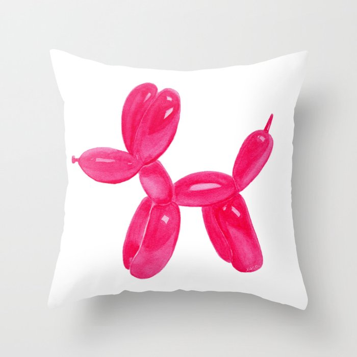 Balloon Dog Pink Throw Pillow Gallery Image 1