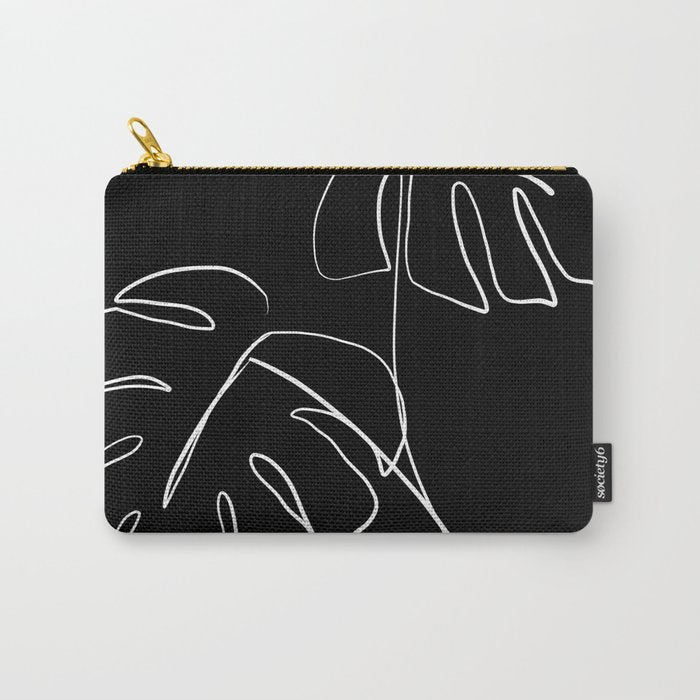 Monstera minimal - black Carry All Pouch Gallery Image 1