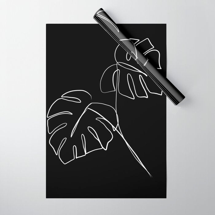 Monstera minimal - black Wrapping Paper Gallery Image 1