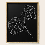 Monstera minimal - black Serving Tray Gallery Image 1
