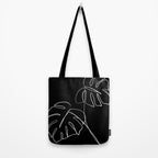 Monstera minimal - black Tote Bag Gallery Image 2