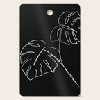 Monstera minimal - black Cutting Board Gallery Image 1