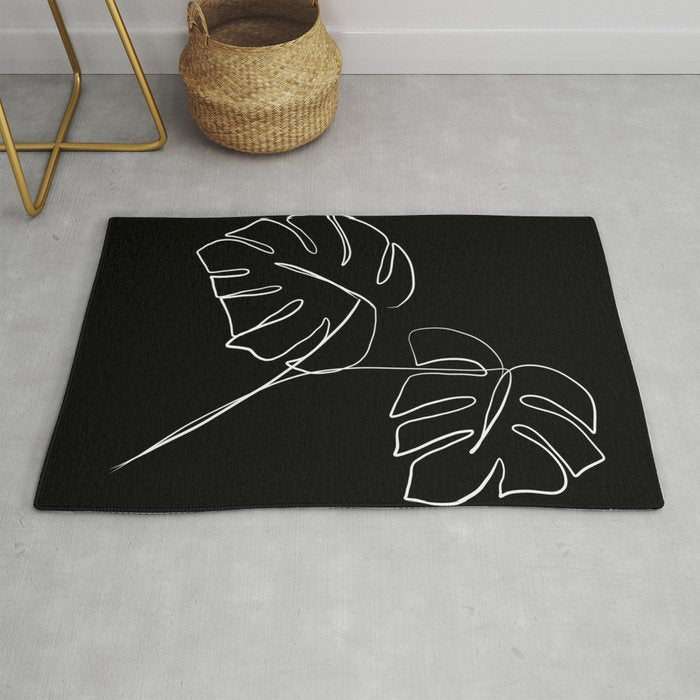 Monstera minimal - black Rug Gallery Image 1