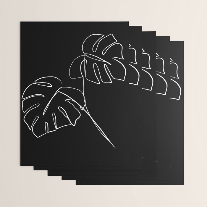 Monstera minimal - black Wrapping Paper Gallery Image 3