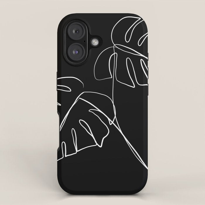Monstera minimal - black iPhone Case Gallery Image 1