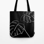 Monstera minimal - black Tote Bag Gallery Image 1