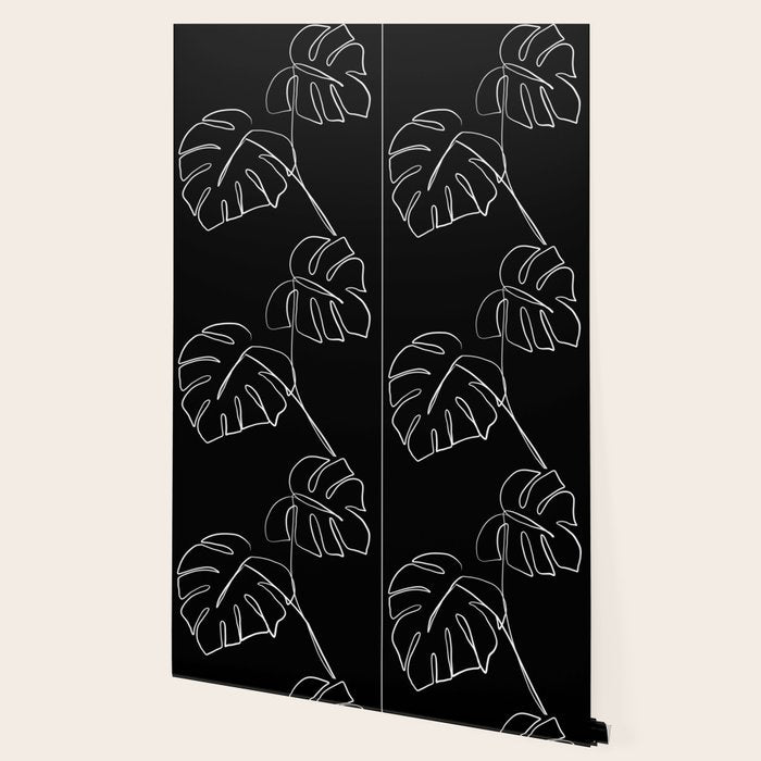 Monstera minimal - black Wallpaper Gallery Image 2