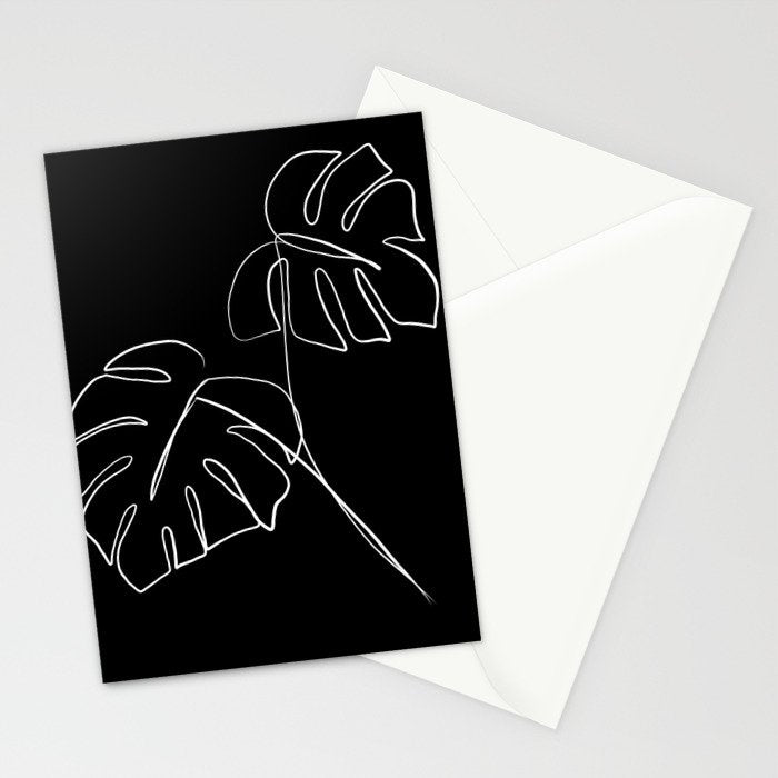 Monstera minimal - black Stationery Card Gallery Image 2