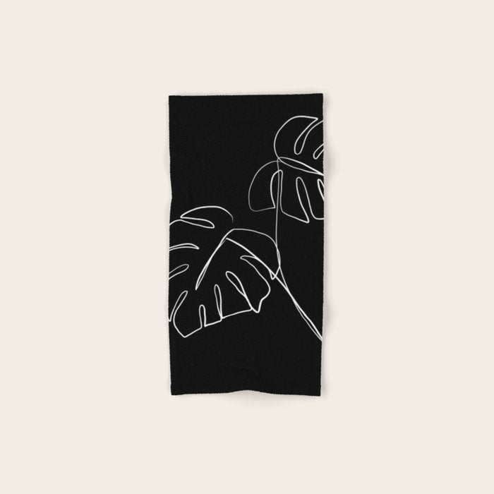Monstera minimal - black Towels Gallery Image 1